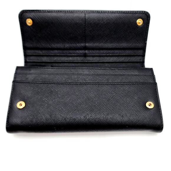 PRADA Saffiano Bow Continental Wallet Black 100% Authentic - Picture 11 of 16